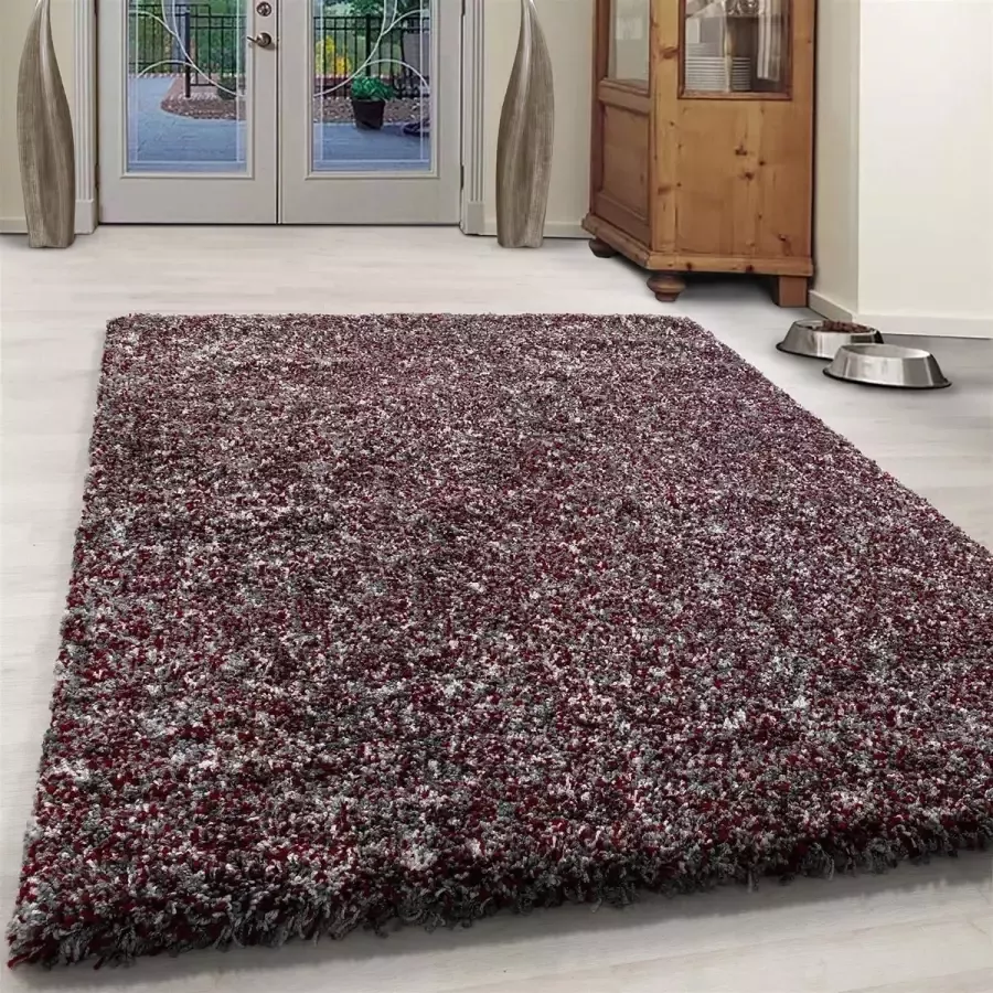 FlyCarpets Lorium Hoogpolig Vloerkleed Rood Grijs Wit 120x170 cm