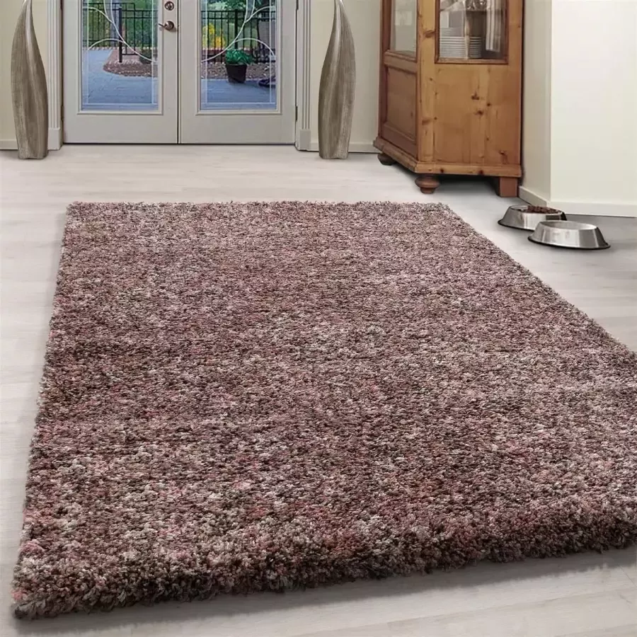 FlyCarpets Lorium Hoogpolig Vloerkleed Roze Beige Mocca 120x170 cm