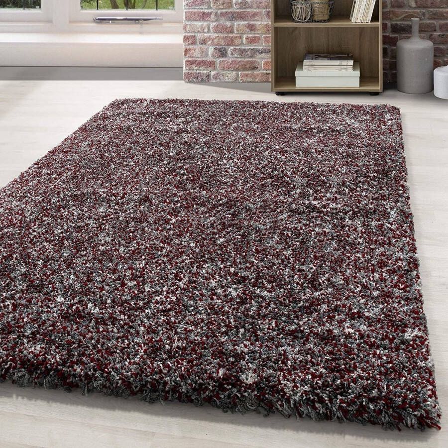 Flycarpets Lorium Vloerkleed Rood Grijs Wit Hoogpolig 240x340 cm