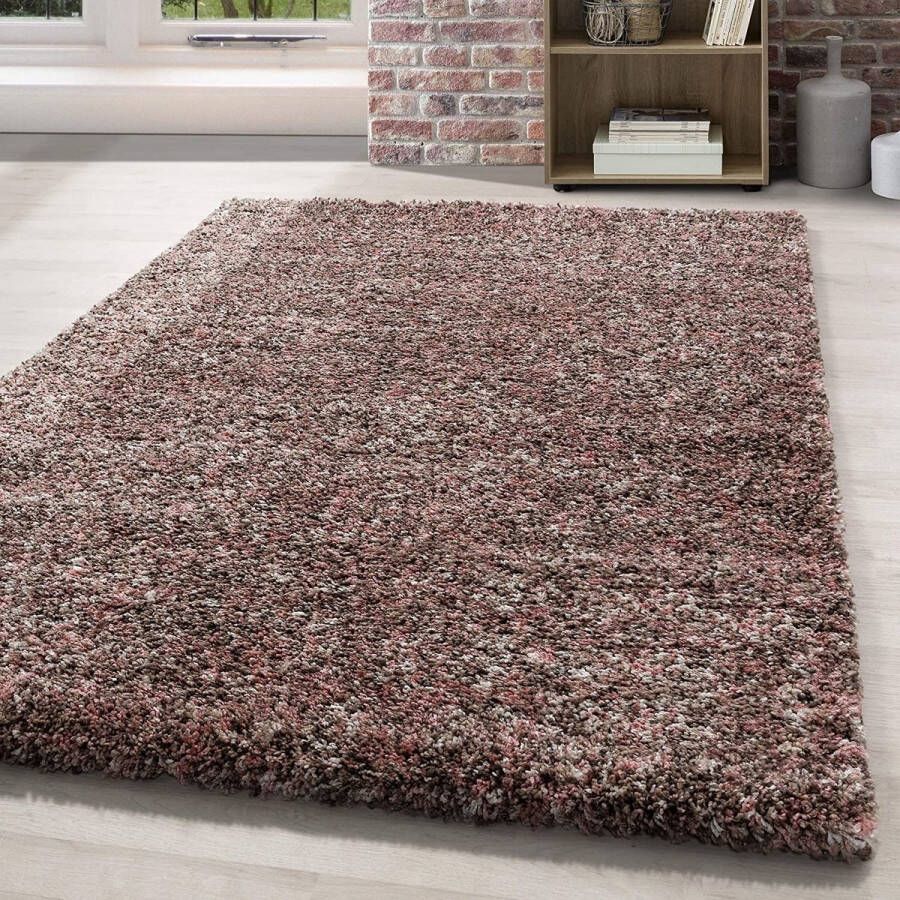 Flycarpets Lorium Vloerkleed Roze Beige Mocca Hoogpolig 240x340 cm