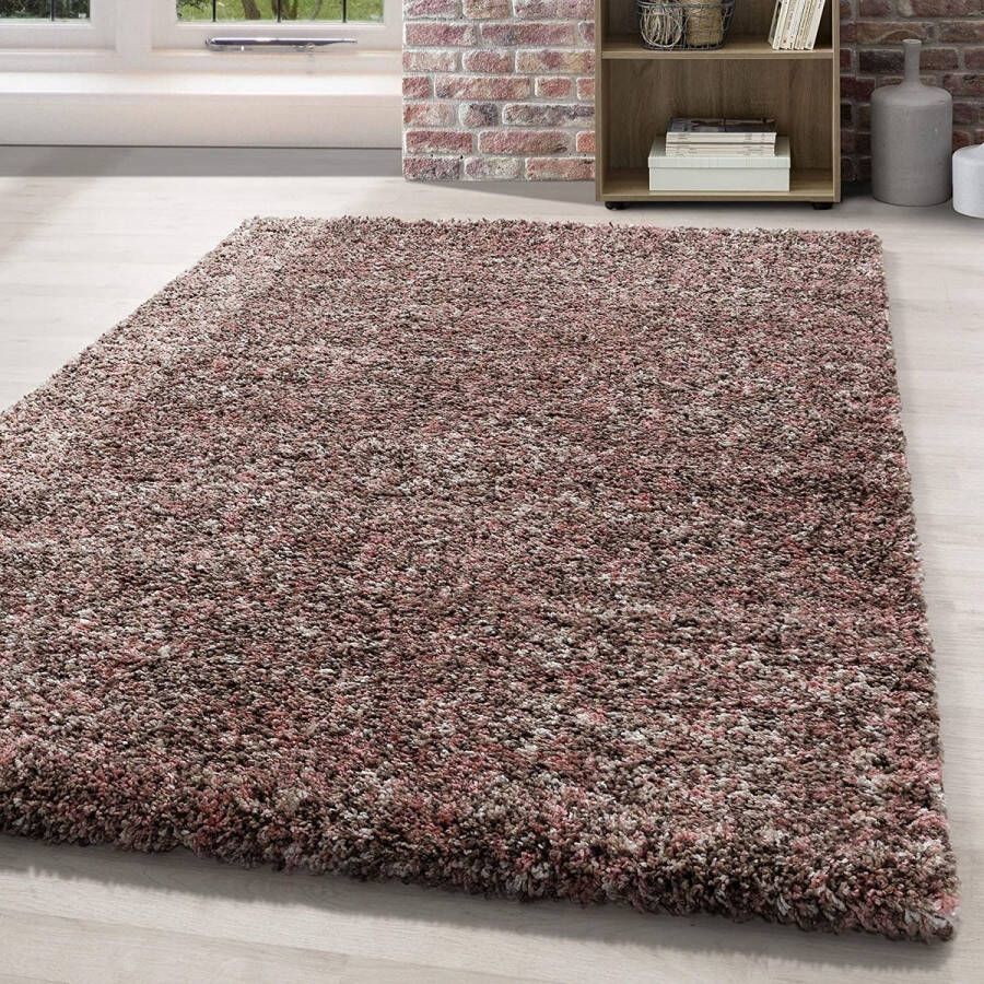 Flycarpets Lorium Vloerkleed Roze Beige Mocca Hoogpolig 280x380 cm