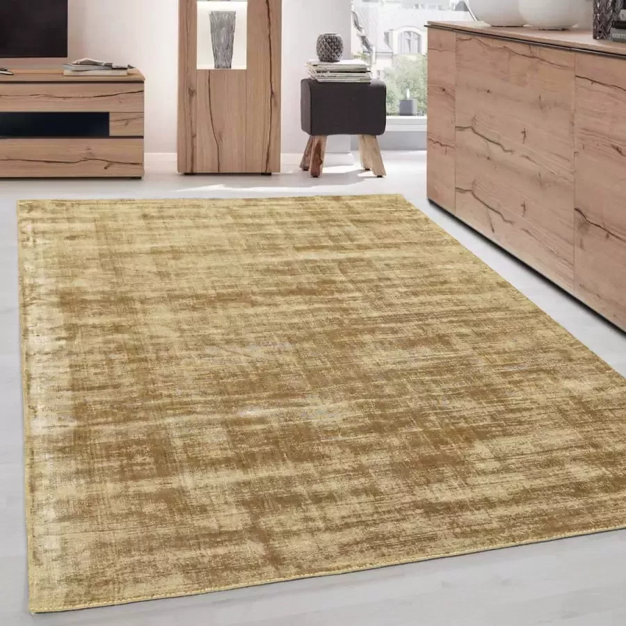 FlyCarpets Lumbini Effen Viscose Camel Vloerkleed Handgeweven - Foto 1