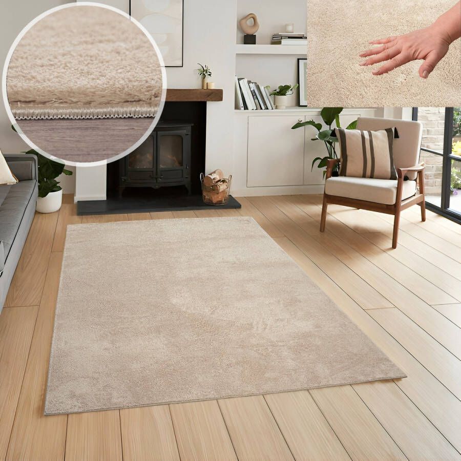 Flycarpets Malaga Wasbaar Vloerkleed Beige Laagpolig Tapijt Woonkamer 200x280 cm - Foto 2