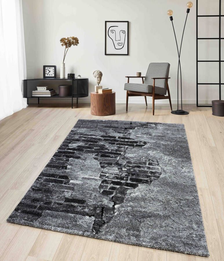 flycarpets Maratta Vloerkleed 120x170cm Tegel design Grijs