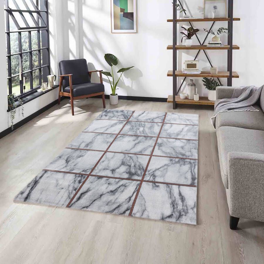 Flycarpets Mirage Marmer Vloerkleed Brons Grijs Laagpolig 160x230 cm