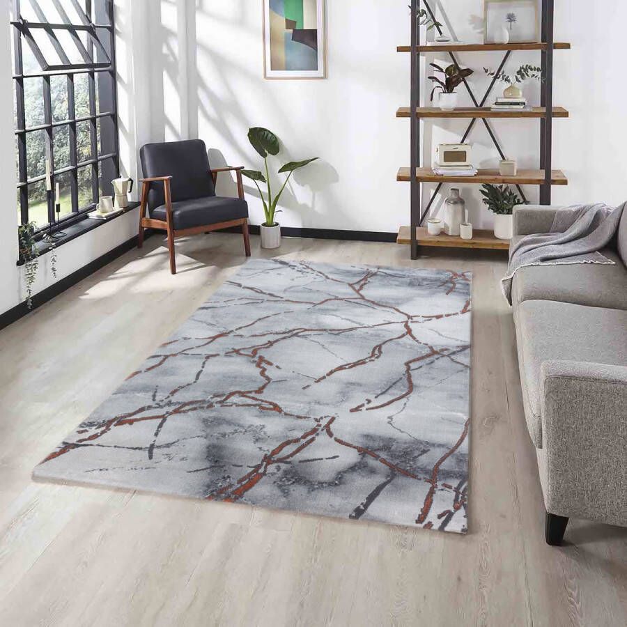 Flycarpets Mirage Marmer Vloerkleed Grijs Brons Laagpolig 120x170 cm