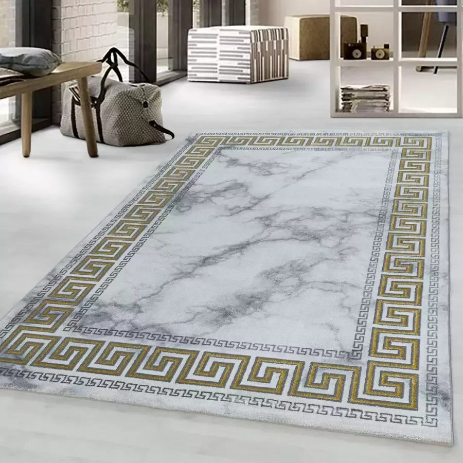 Flycarpets Mirage Marmer Vloerkleed Grijs Goud Laagpolig 120x170 cm - Foto 2