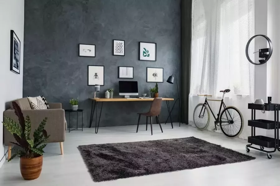 Flycarpets NARBO HOOGPOLIG ANTRACIET VLOERKLEED GLITTERS 70MM POOLHOOGTE