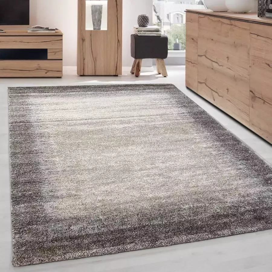 Flycarpets Nida Modern Vloerkleed 160x230cm Bruin Beige Lijstmotief