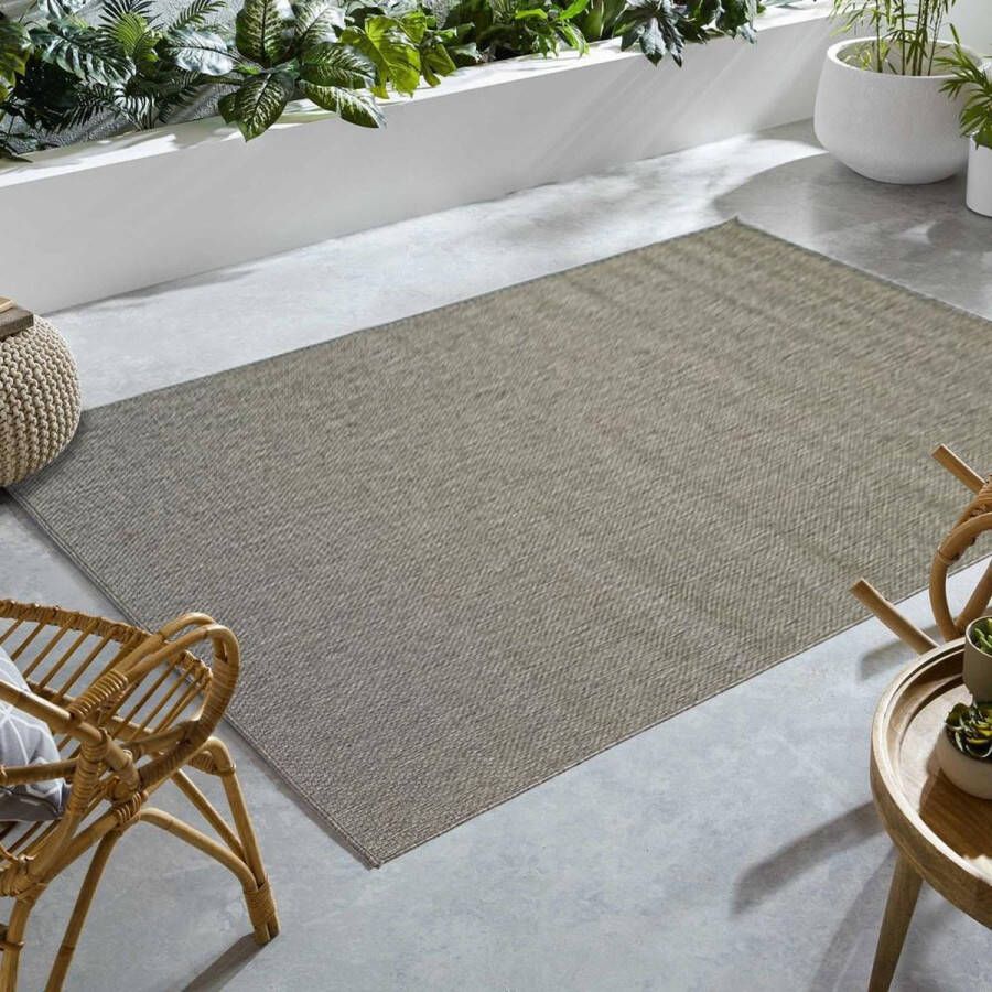 Flycarpets Nilus Effen Buitenkleed Grijs Vloerkleed Buiten Laagpolig Tuinkleed Tuintapijt Buitentapijt 200x280 cm - Foto 2