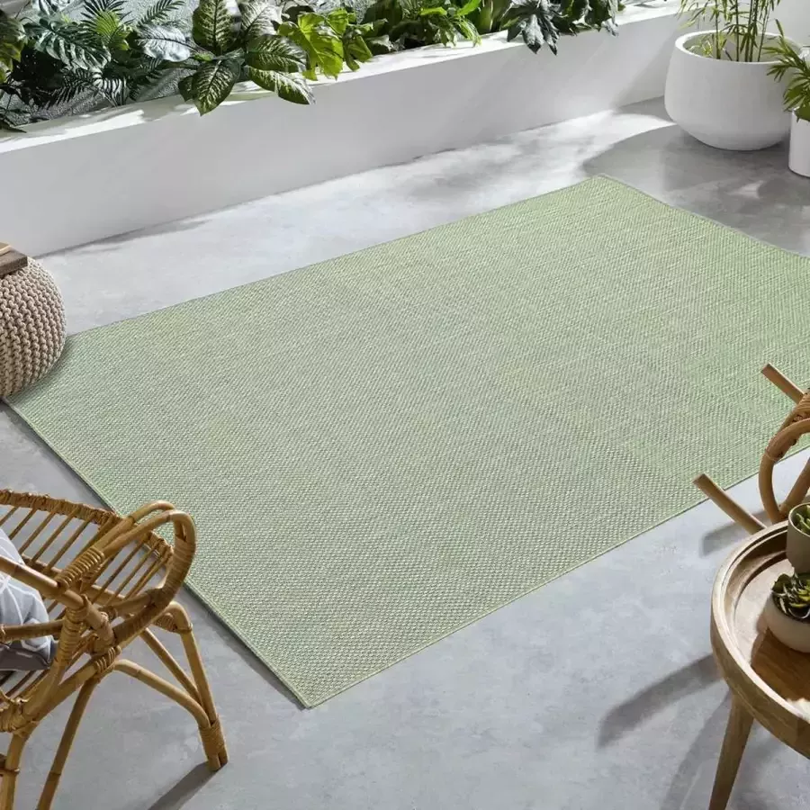 Flycarpets Nilus Effen Buitenkleed Groen Vloerkleed Buiten Laagpolig Tuinkleed Tuintapijt Buitentapijt 120x170 cm - Foto 2