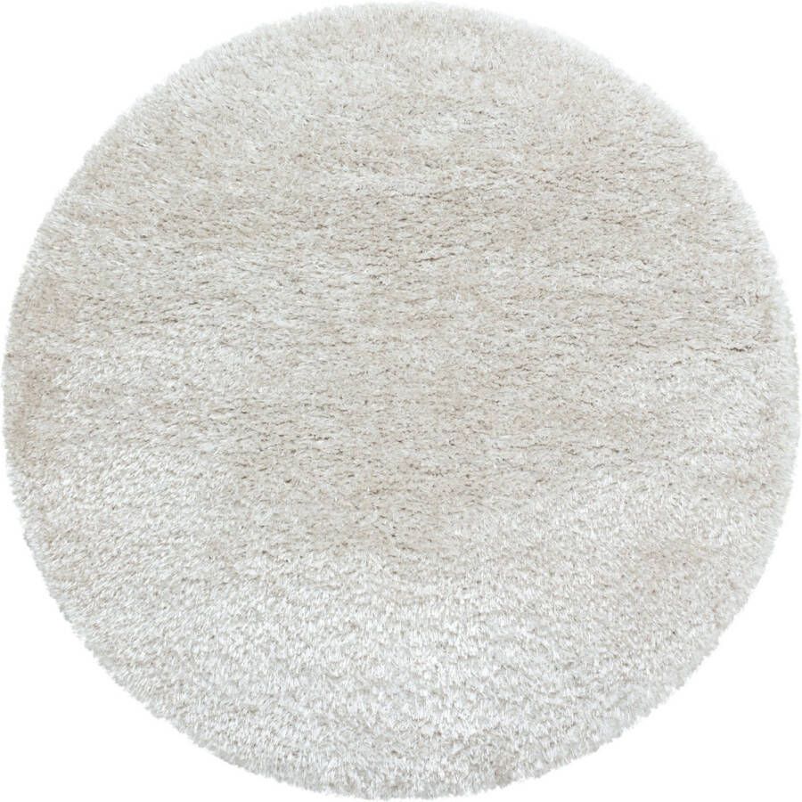 Flycarpets Nox Rond Vloerkleed Hoogpolig Crème 200 cm Woonkamer Tapijt