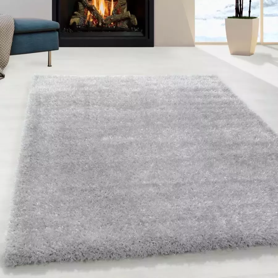 Flycarpets Nox Vloerkleed Hoogpolig Grijs Zilver 120x170 cm Woonkamer Tapijt