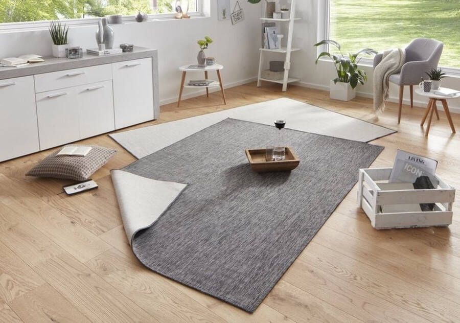Flycarpets Rond Omkeerbaar Vloerkleed Binnen & Buitenkleed Miami- Grijs 200x200 cm - Foto 2