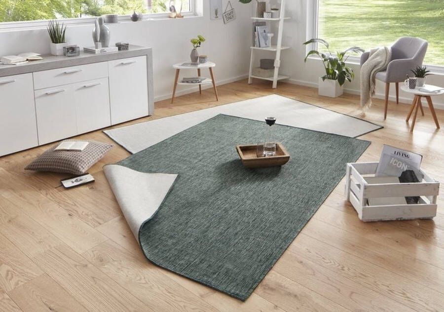 Flycarpets Rond Omkeerbaar Vloerkleed Binnen & Buitenkleed Miami- Groen 200 cm - Foto 2