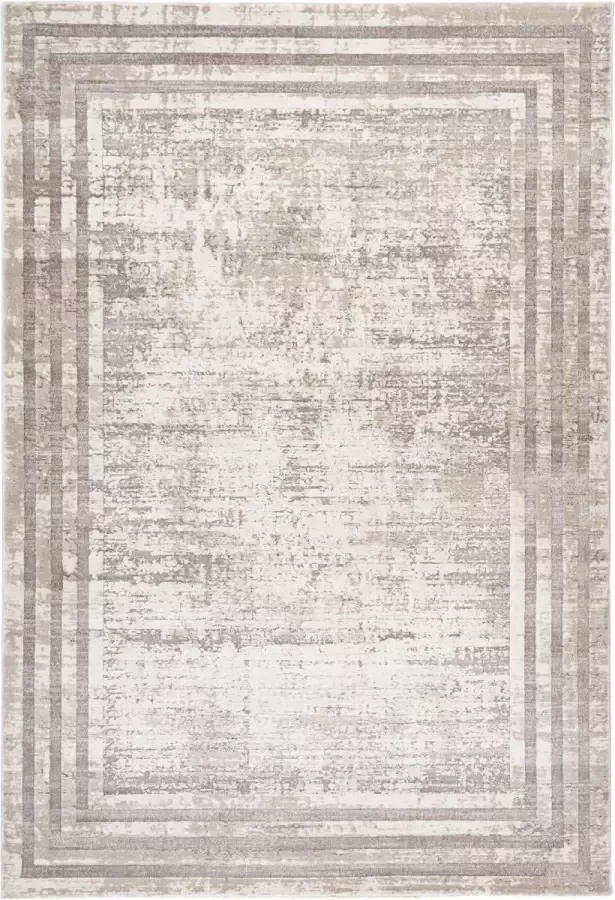 Flycarpets Paris Vintage Vloerkleed Taupe Laagpolig Tapijt Woonkamer 80x150 Loper