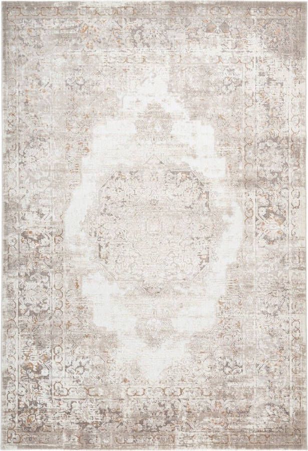 Flycarpets Paris Vintage Vloerkleed Taupe Medaillon Motief Laagpolig 240x330 cm