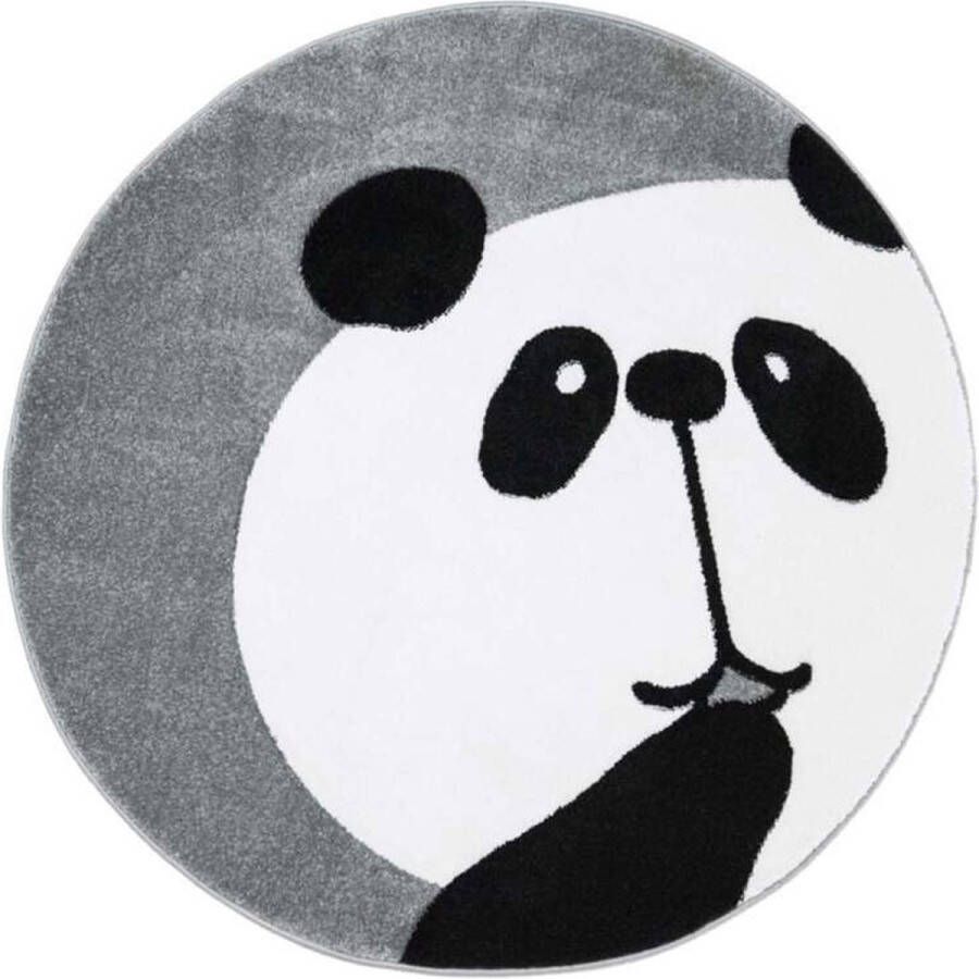 Flycarpets Play Kinderkamer Panda Vloerkleed Grijs 160x160 cm