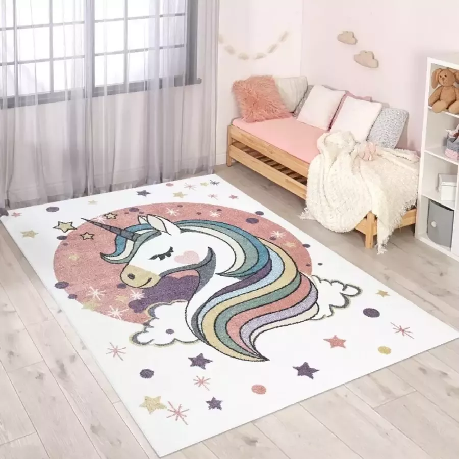 Flycarpets PLAYFUL PALS KIDS KINDERKAMER CREME VLOERKLEED EENHOORN