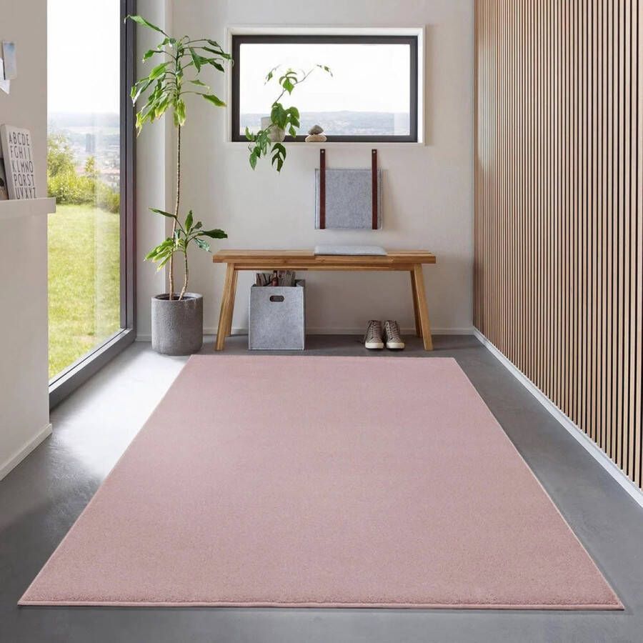 flycarpets Ravenna Effen Vloerkleed Roze Tapijt voor Woonkamer Laagpolig 200x290 cm