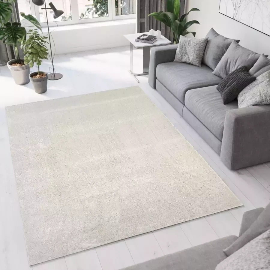 Flycarpets Ravenna Effen Vloerkleed Creme Tapijt voor Woonkamer Laagpolig 160x230 cm - Foto 2