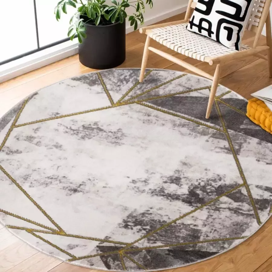 Flycarpets Rosalia Modern Marmer Design Vloerkleed Grijs Goud 200x290 cm - Foto 3