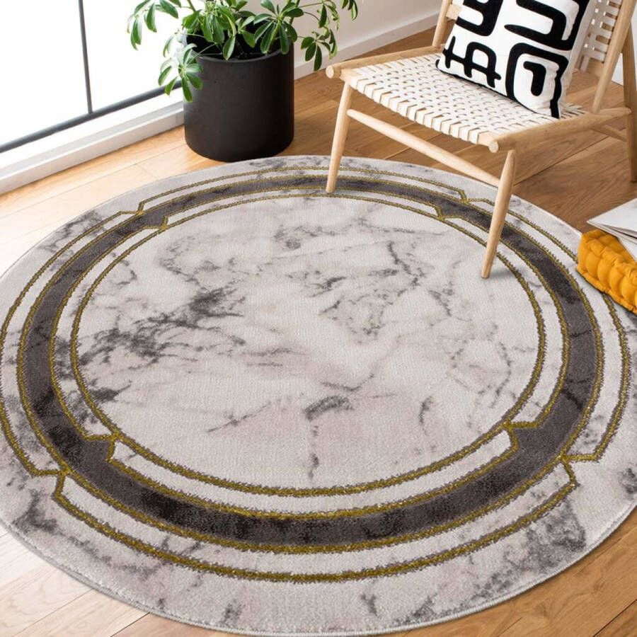 Flycarpets Rosalia Modern Marmer Design Vloerkleed Grijs Goud 200x290 cm - Foto 5