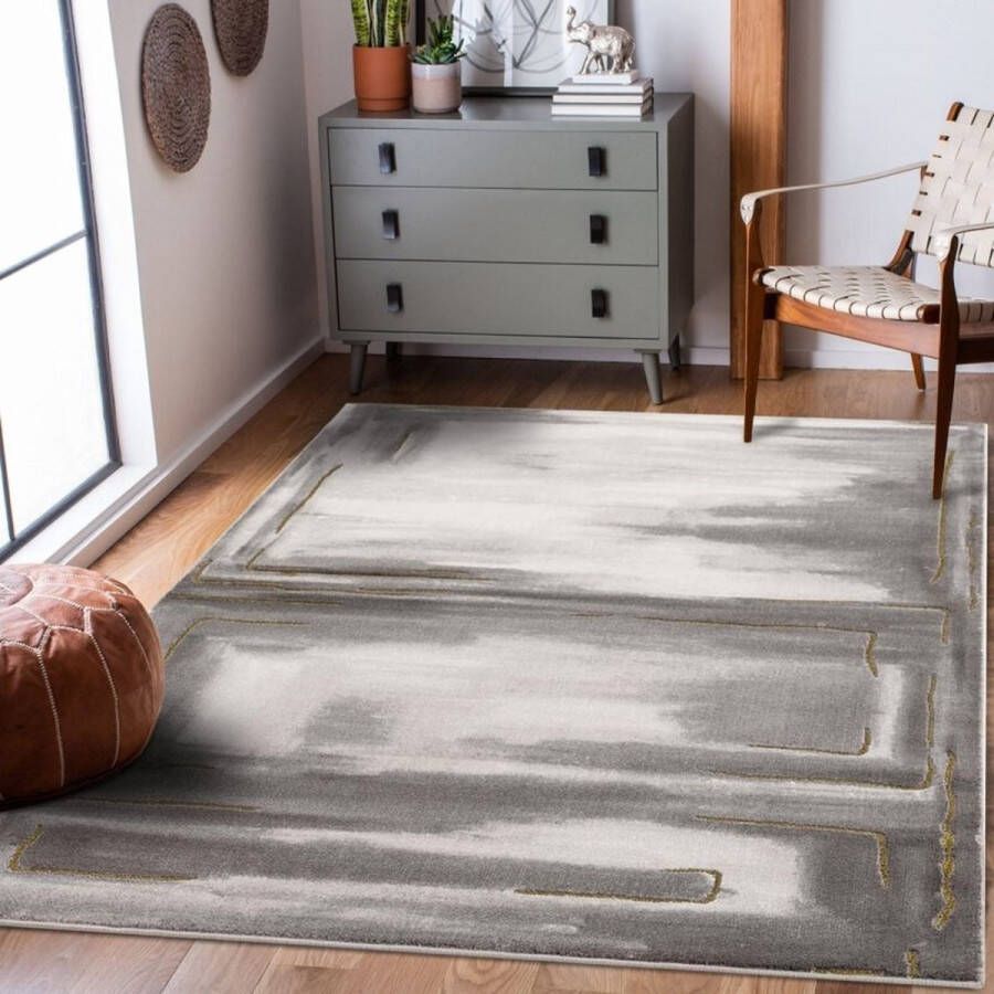 Flycarpets Rosalia Modern Marmer Design Vloerkleed Grijs Goud 200x290 cm - Foto 2