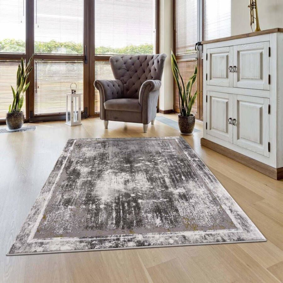 Flycarpets Rosalia Modern Kader Vloerkleed Grijs 120x170 cm - Foto 2