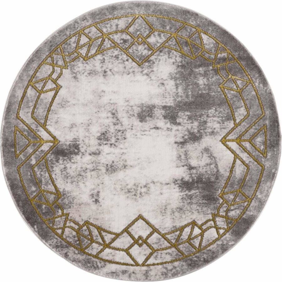 Flycarpets Rosalia Modern Kader Vloerkleed Grijs Goud 80x300 cm Loper voor in de gang - Foto 3