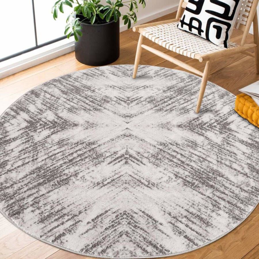 Flycarpets Rosalia Modern Marmer Design Vloerkleed Grijs 120x120 cm