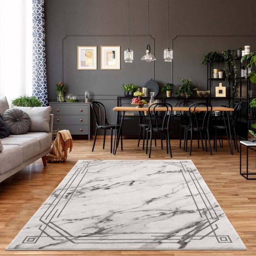 Flycarpets Rosalia Modern Marmer Design Vloerkleed Grijs 120x170 cm
