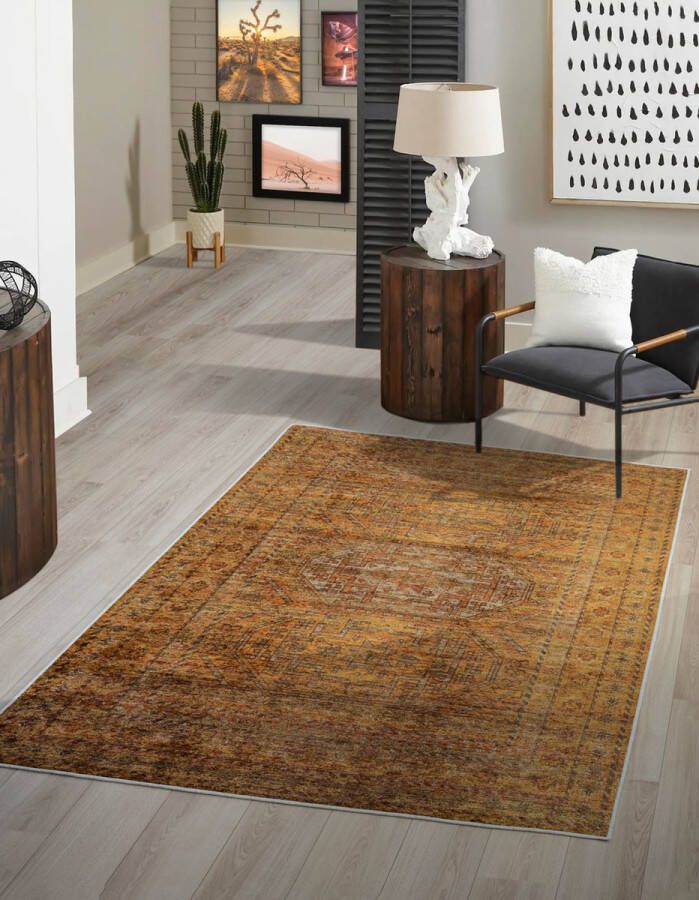 flycarpets Ruby Vintage Wasbaar Vloerkleed Terra Brick 120x170 cm