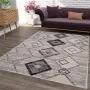 Flycarpets Sarande Vintage Grijs Vloerkleed Ruiten Laagpolig Tapijt Voor binnen 80x150 cm - Thumbnail 1