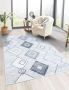 Flycarpets Sarande Vintage Grijs Vloerkleed Ruiten Laagpolig Tapijt Voor binnen 80x150 cm - Thumbnail 2