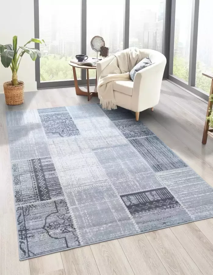Flycarpets Sarande Vloerkleed Vintage Grijs Patchwork Laagpolig 200x290 cm