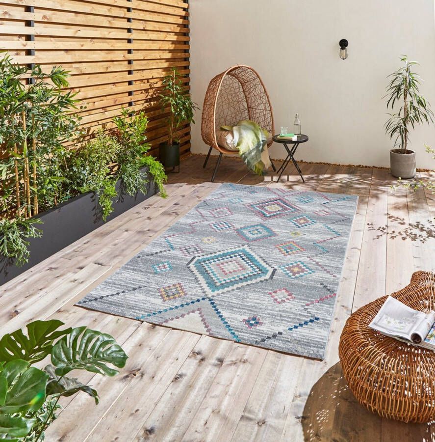 Flycarpets Sena Vintage Buitenkleed Vloerkleed Grijs Multi Buitentapijt Campingkleed Picknickkleed Tuintapijt 160x230 cm - Foto 2