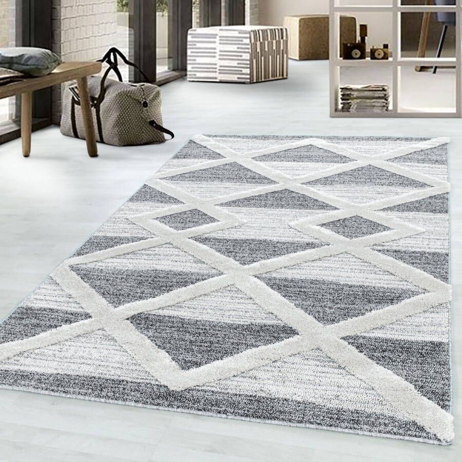 Flycarpets Sofia Modern Vloerkleed Grijs Crème Laagpolig Tapijt Woonkamer 280x370 cm - Foto 4