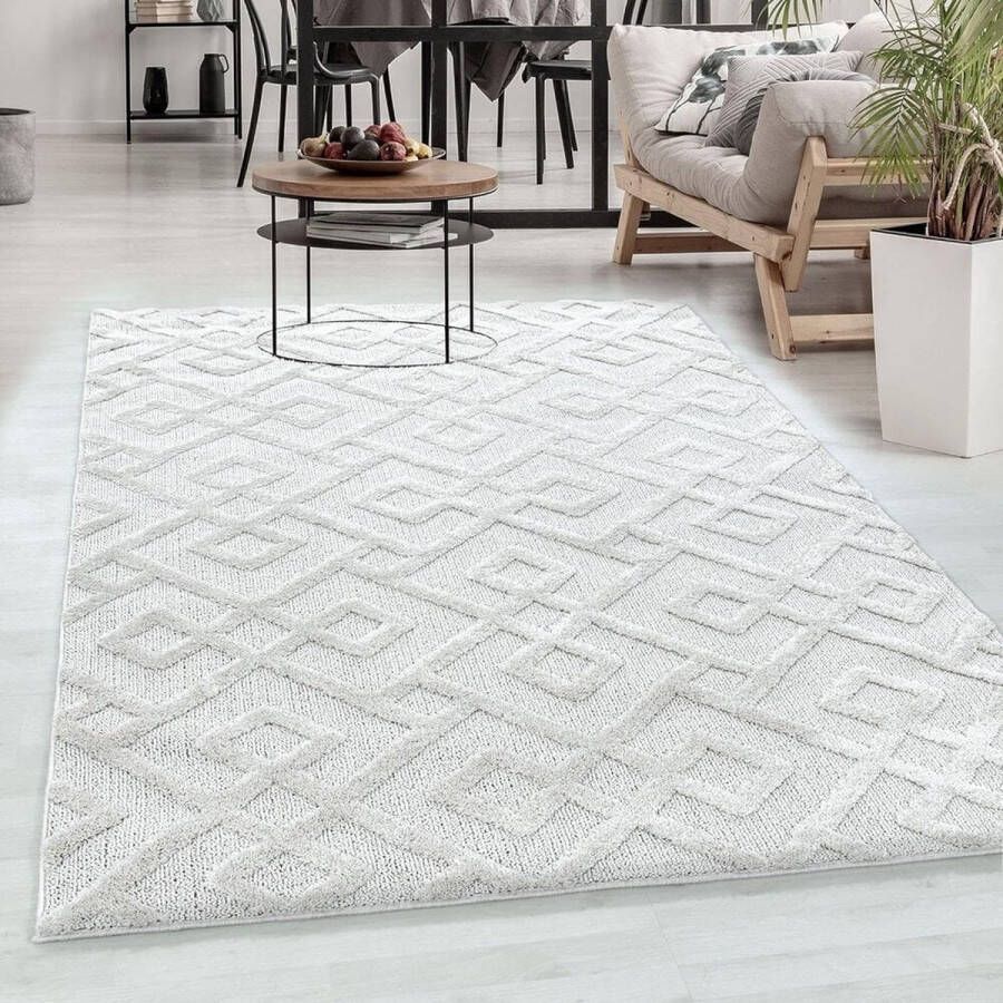 Flycarpets Sofia Vloerkleed Modern Crème Laagpolig Tapijt Woonkamer 200x290 cm