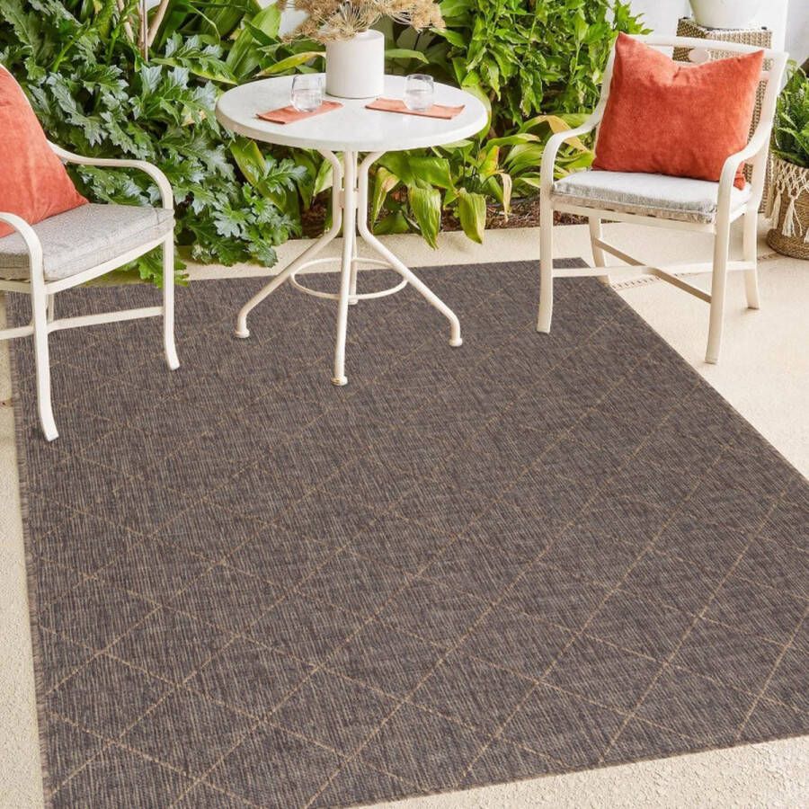 flycarpets Sunset Buitenkleed Vloerkleed Voor Binnen & Buiten Buitentapijt Bruin 120x170 cm