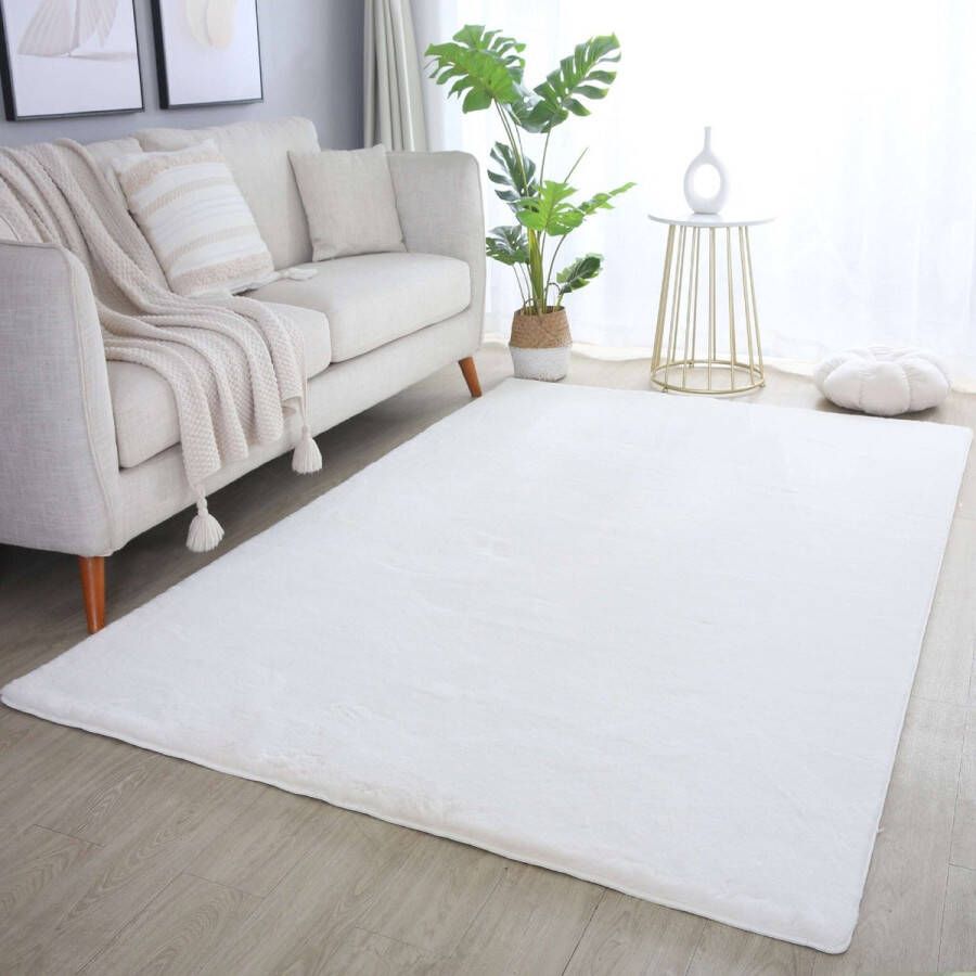 flycarpets Teresa Hoogpolig Fluffy Vloerkleed Creme 80x150 cm