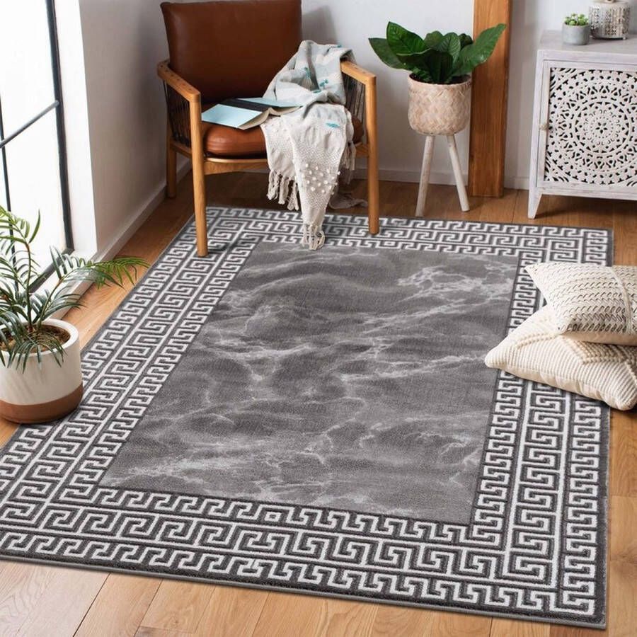 Flycarpets Tiberius Modern Marmer Design Vloerkleed Antraciet 120x170 cm