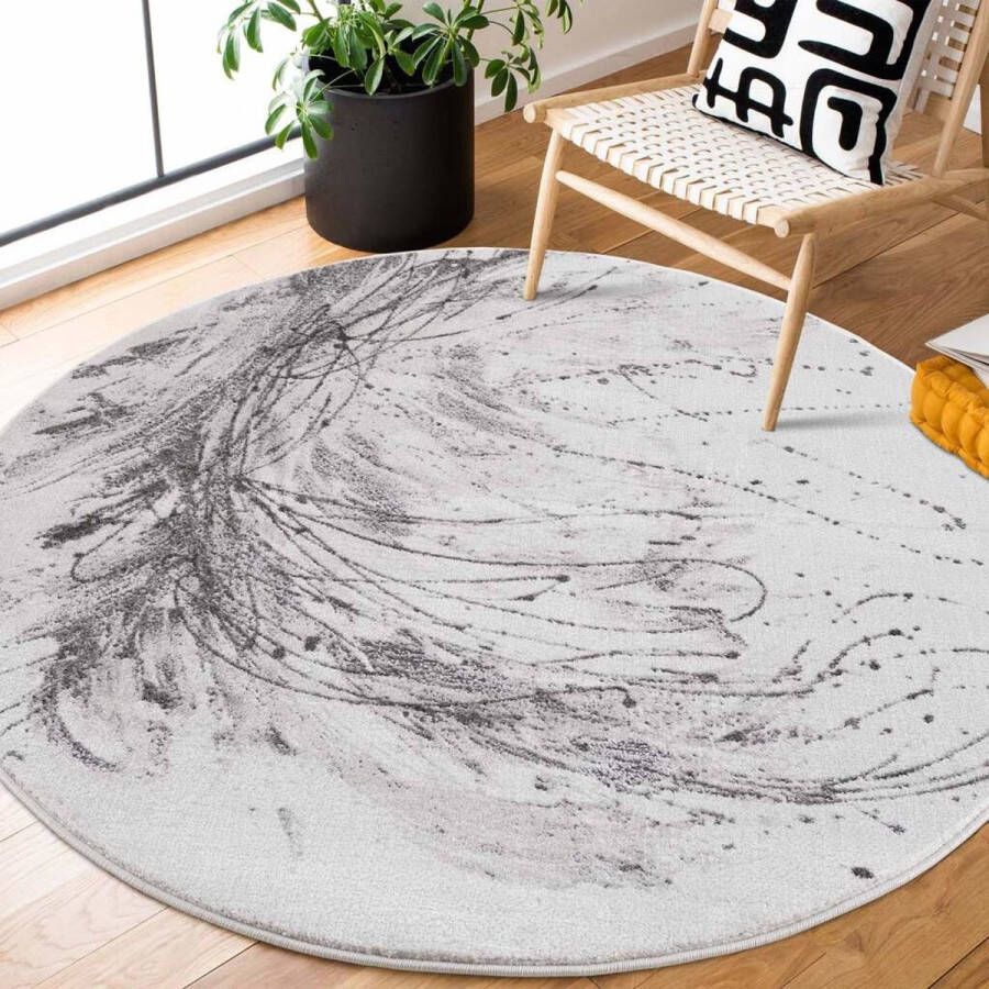 Flycarpets Tiberius Modern Marmer Design Vloerkleed Grijs 160x160 cm - Foto 4