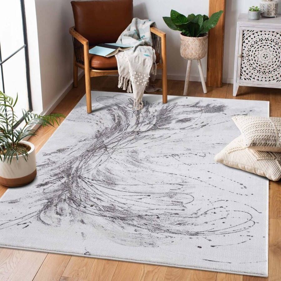 Flycarpets Tiberius Modern Marmer Design Vloerkleed Grijs 200x290 cm