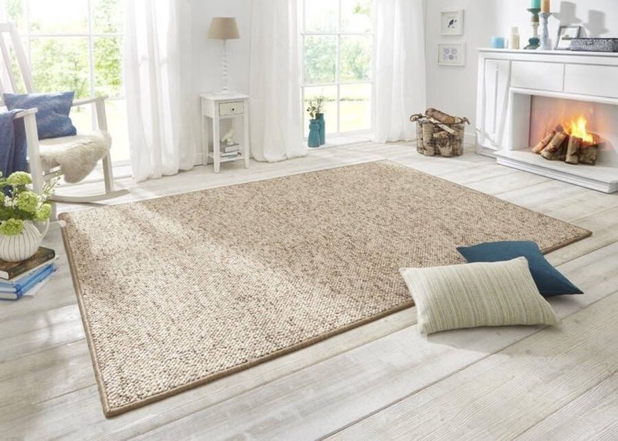 Flycarpets Tufted Vloerkleed Wollen Look Beige Bruin 100x140 cm