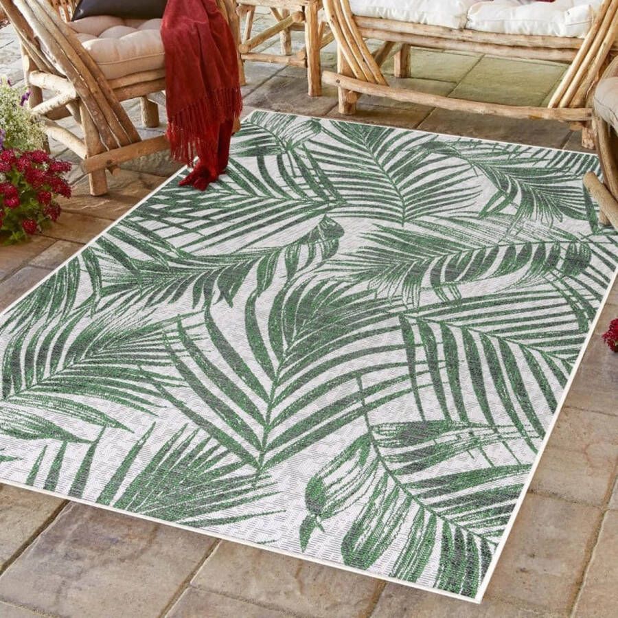 Flycarpets Rio Buitenkleed Groen Tuintapijt Tuinkleed Vloerkleed Voor Binnen en Buiten Campingkleed 80x150 cm - Foto 2