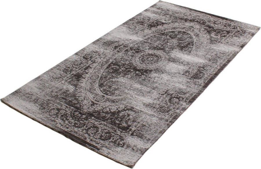 flycarpets VARA VINTAGE GRIJS ZWART VLOERKLEED MEDAILLON