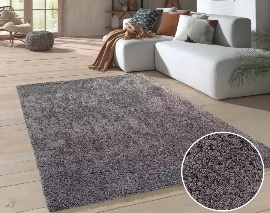 Flycarpets VELVET HOOGPOLIG DONKERGRIJS VLOERKLEED UNICOLOR