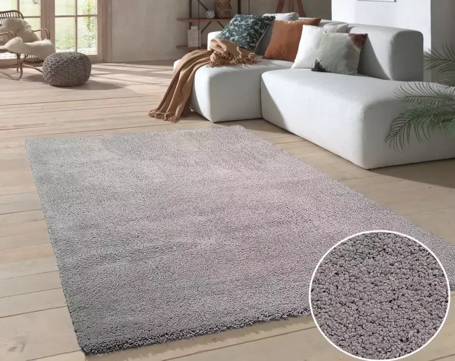 Flycarpets VELVET HOOGPOLIG GRIJS VLOERKLEED UNICOLOR