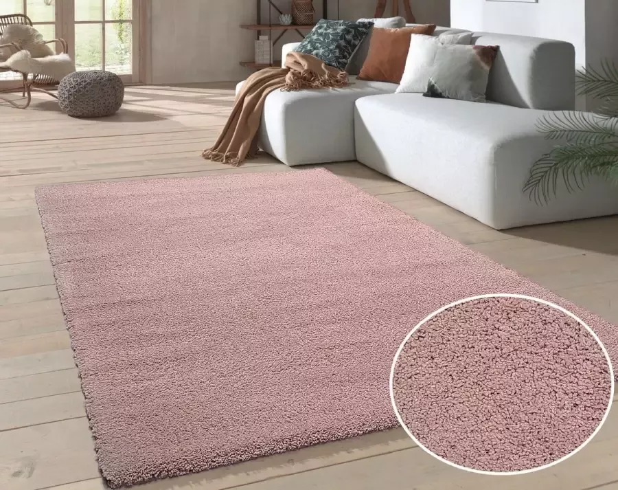 Flycarpets Velvet Vloerkleed Roze Hoogpolig 160x230 cm